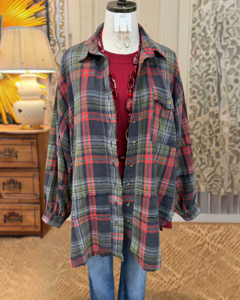 Classicl Plaid Stand Collar Shirt
