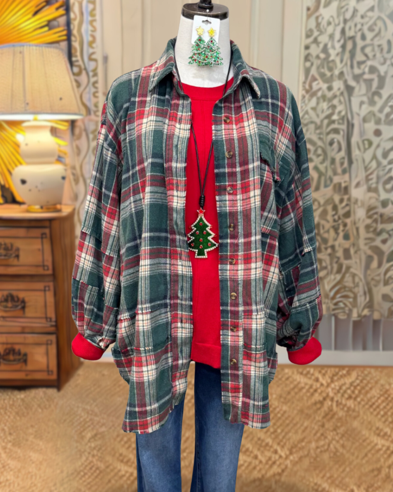 Classicl Plaid Stand Collar Shirt