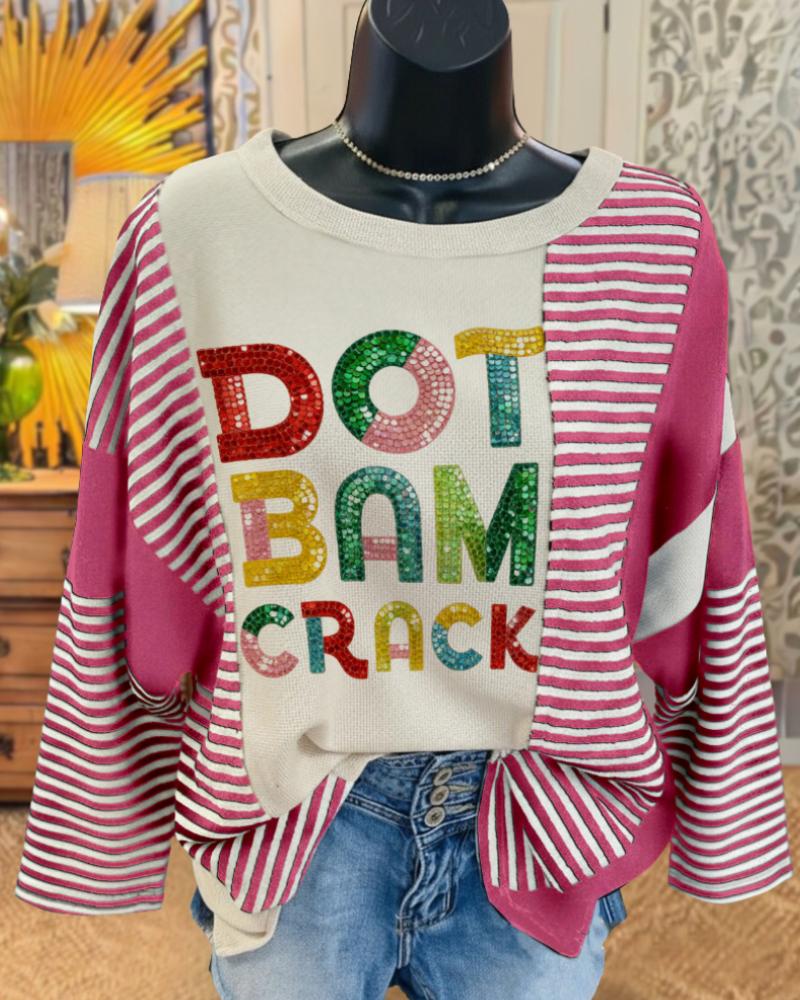 Dot Bam Crack Sequin Striped T-Shirt