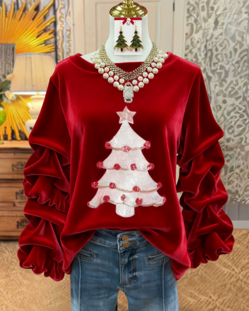 Christmas Tree Velvet Sweatshirt
