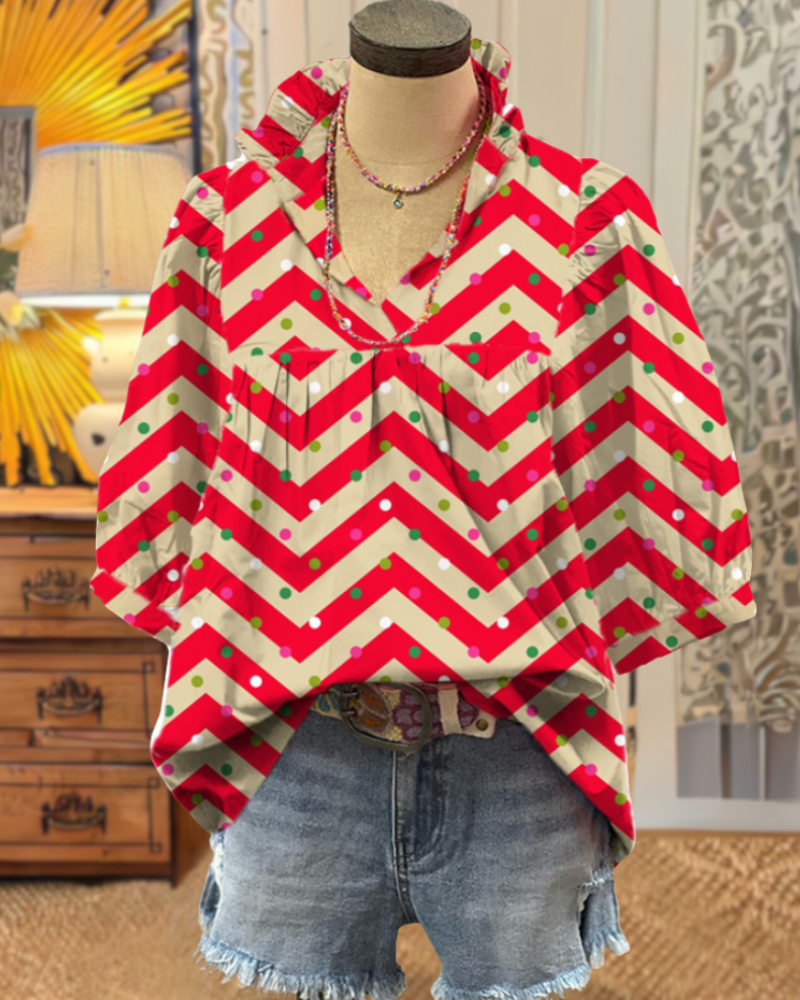 Christmas Polka Dot Wavy Top