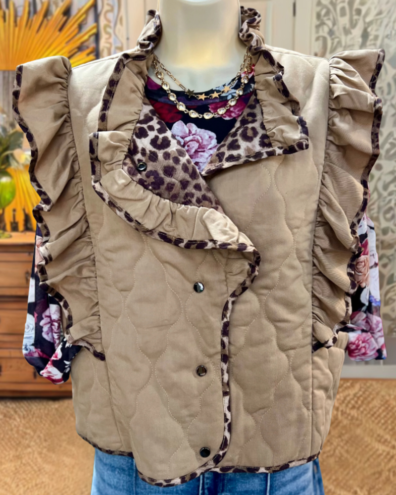 Casual Leopard Ruffled Vest