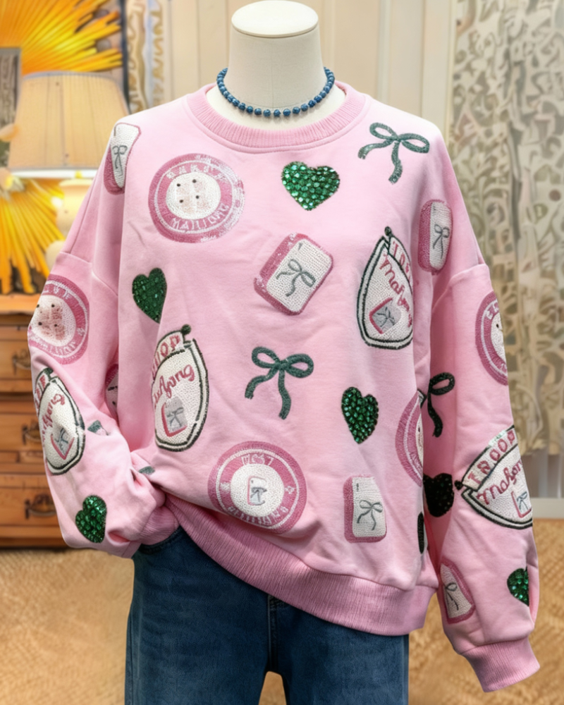 Mahjong Sequined Crewneck Sweatshirt
