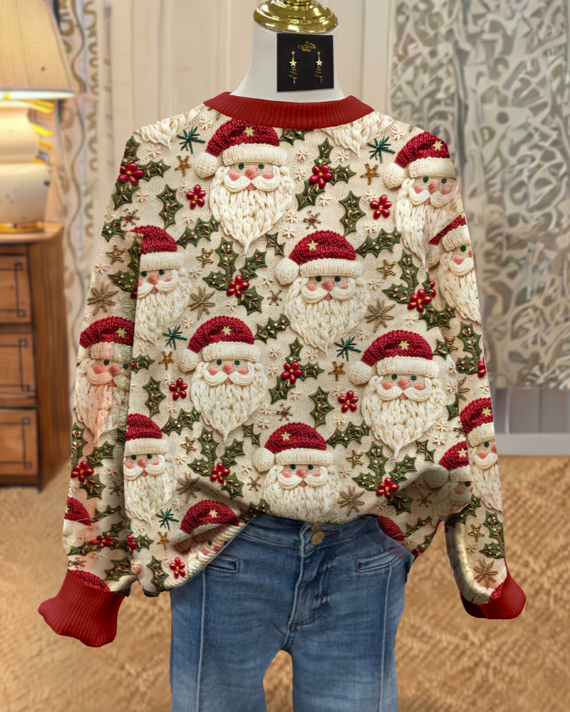 Cute Santa Claus Print Sweatshirt
