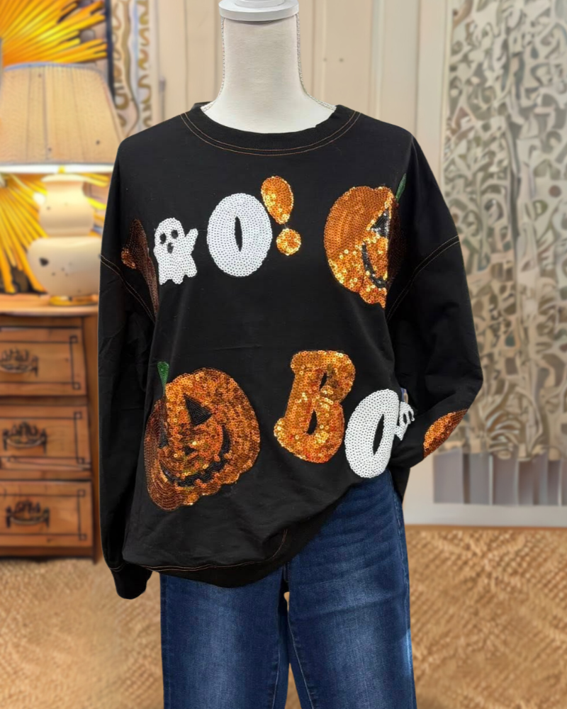 BOO Pumpkin Sequined Sweatshirt