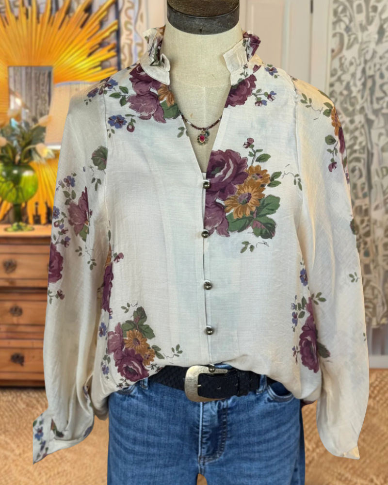 Floral Embroidered V-Neck Top