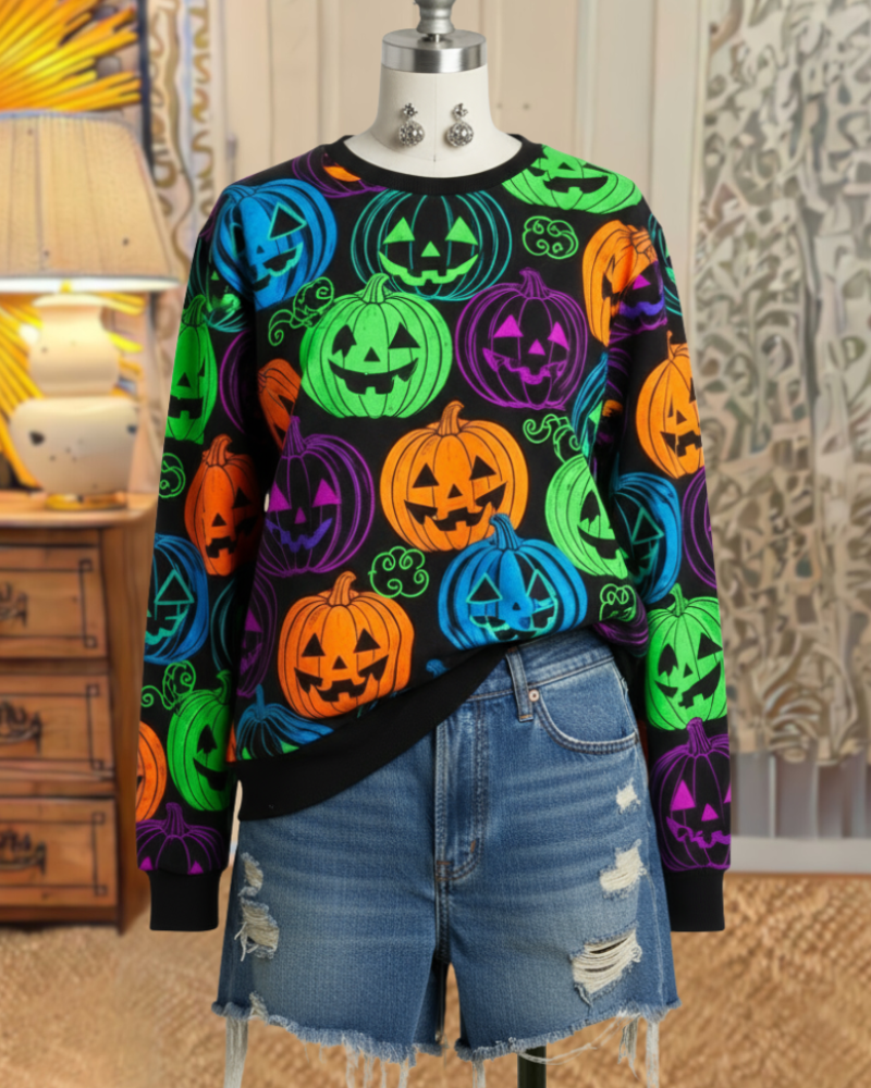 Neon Pumpkin Reverie  Sweatshirt