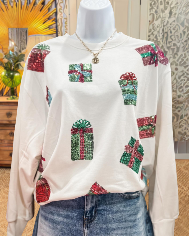 Fun Christmas Gift Sequin Sweatshirt