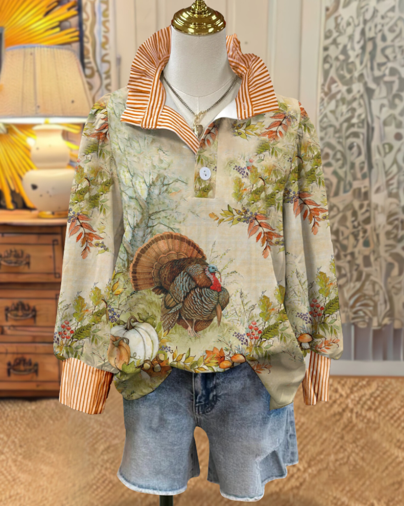 Vintage Thanksgiving Print Sweatshirt