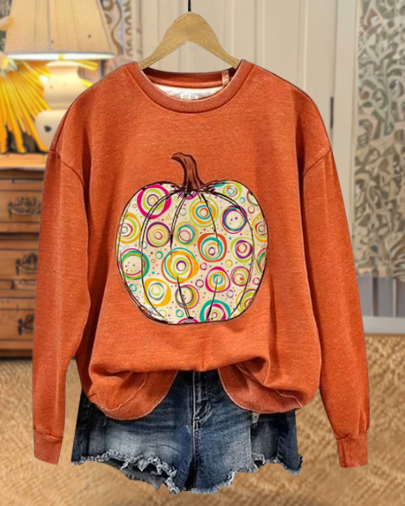 Colorful Pumpkin Crewneck Sweatshirt