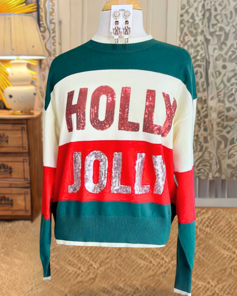 Chic Holly Jolly Sequin Sweatshirt