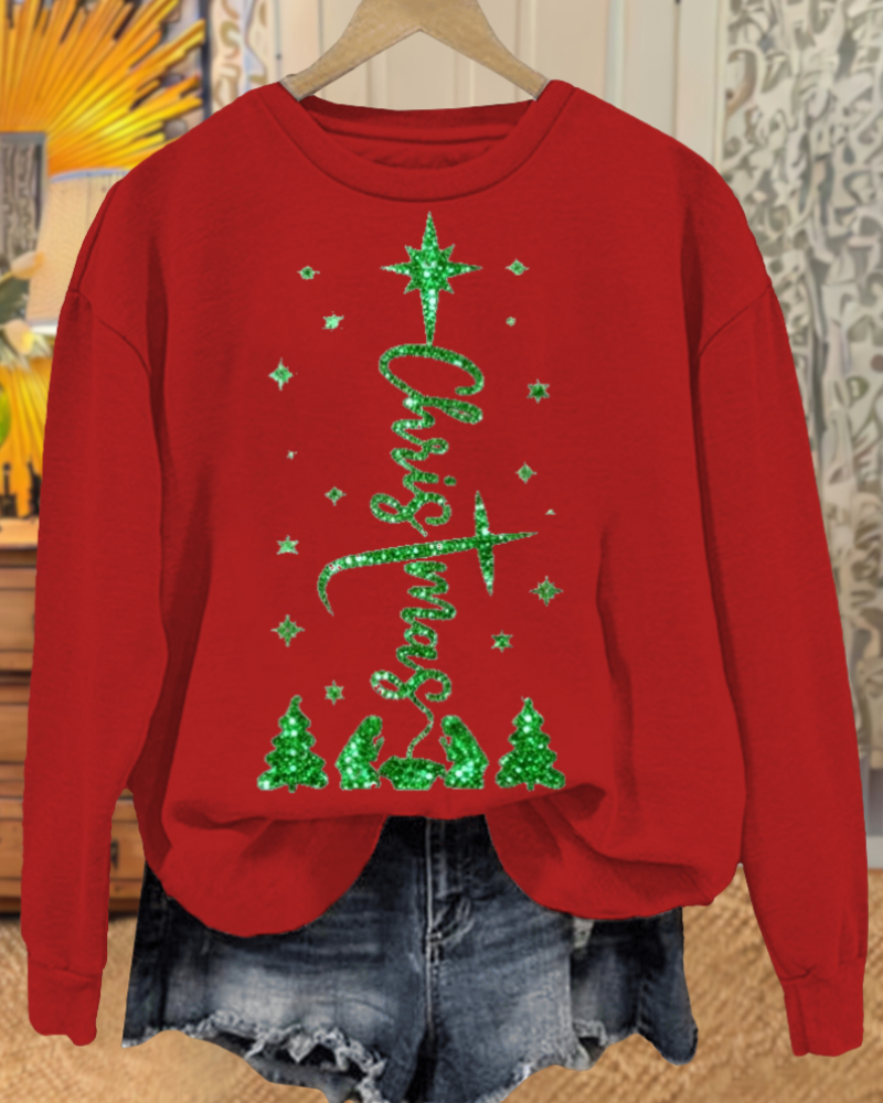 Chic Christmas Print Sweatshirt