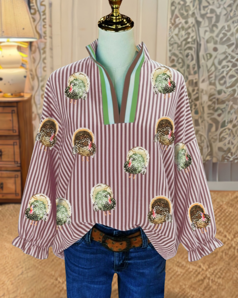 Turkey Sequin Stripe Top