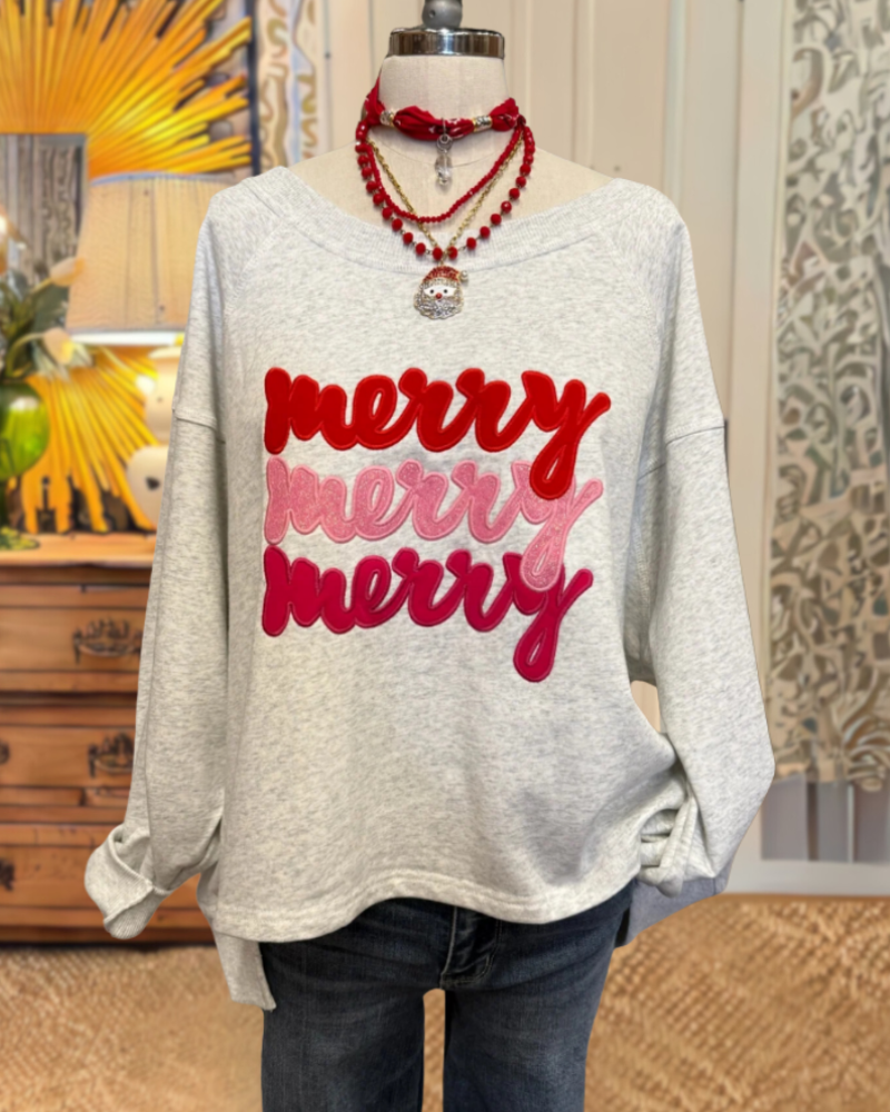 Merry Embroidered Crewneck Sweatshirt