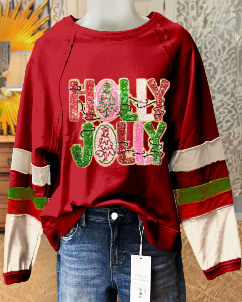 Christmas Holly Jolly Sequin Sweatshirt