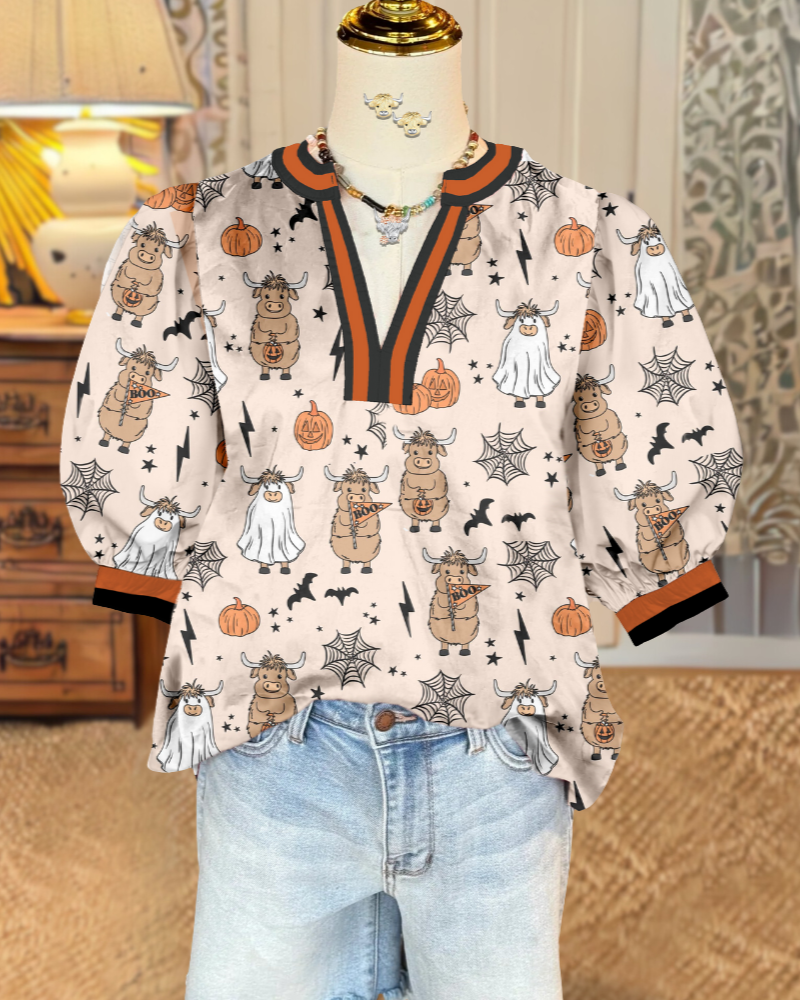 Halloween Satin Cute Holiday Motifs Top