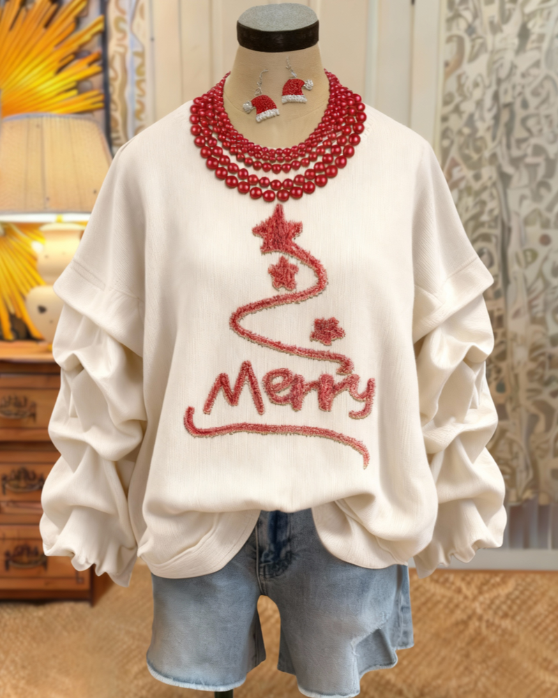 Christmas Tree Embroidered Sweatshirt