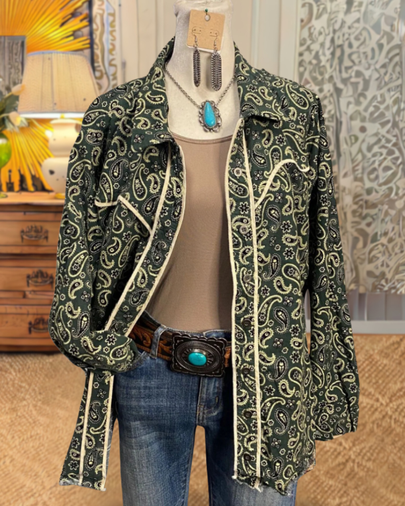 Trendy Paisley Button-Down Jacket