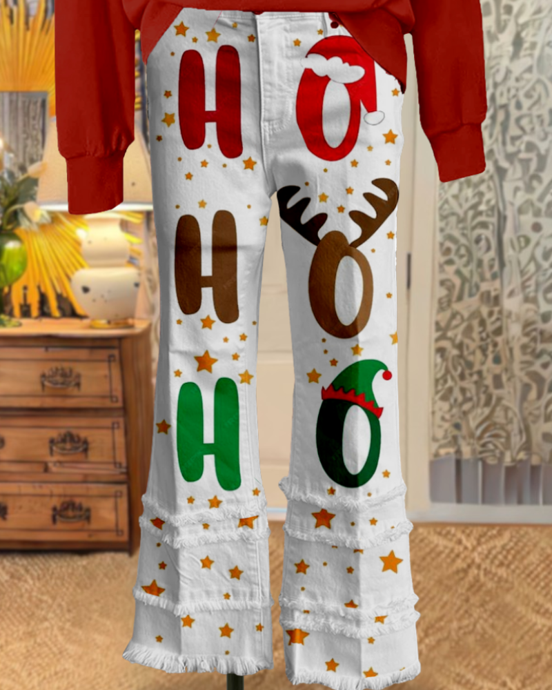 Christmas HOHO Star Flared Pants
