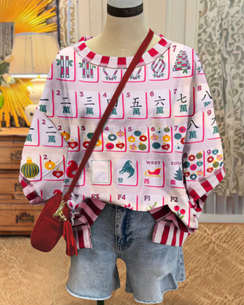 Mahjong Stripe Crewneck T-shirt