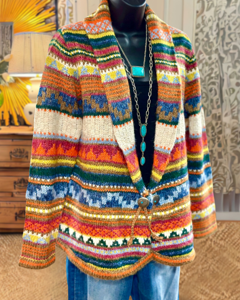Bohemian Colorful Striped Cardigan