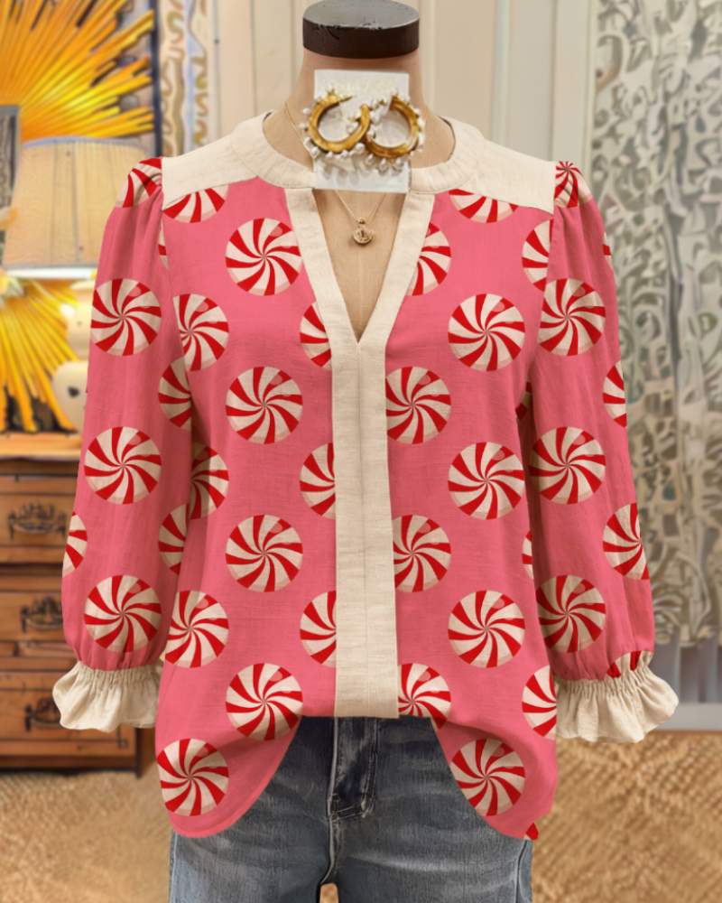 Lollipop Ruffled V-neck Top