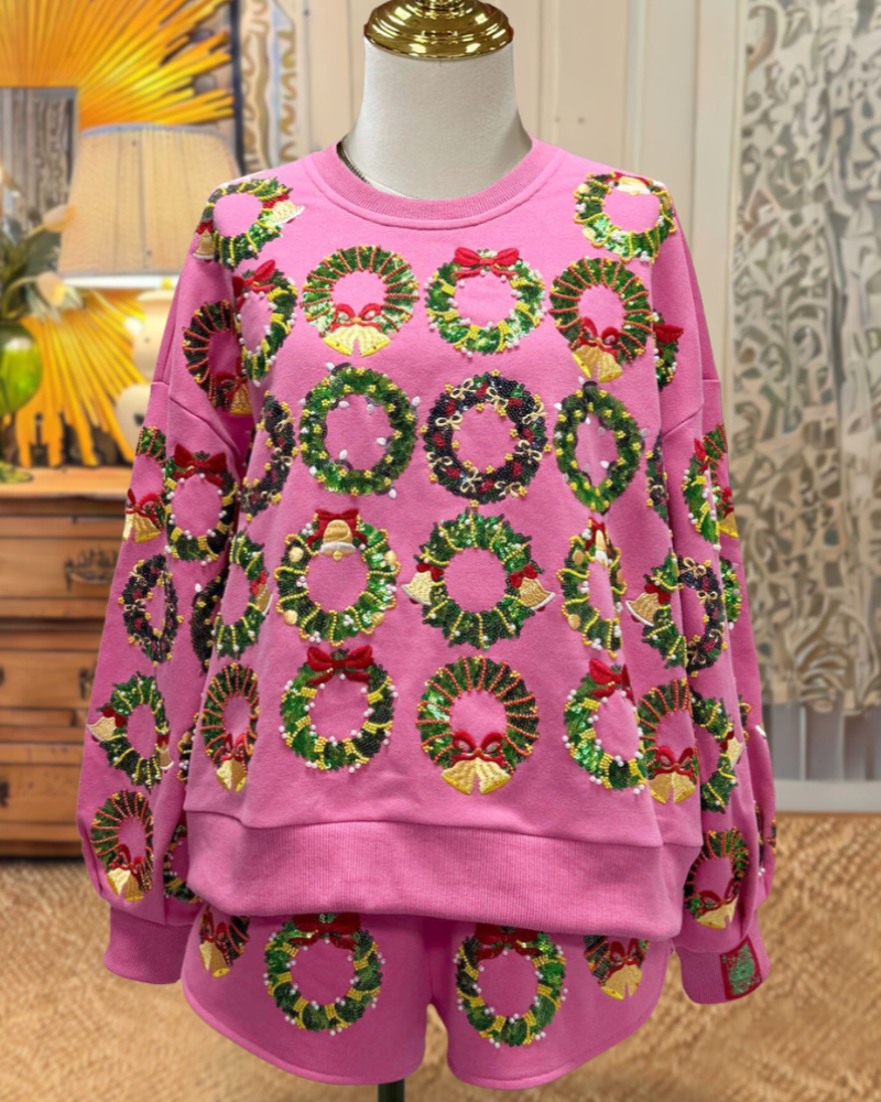 Christmas Wreath Sequined Sweatshirt