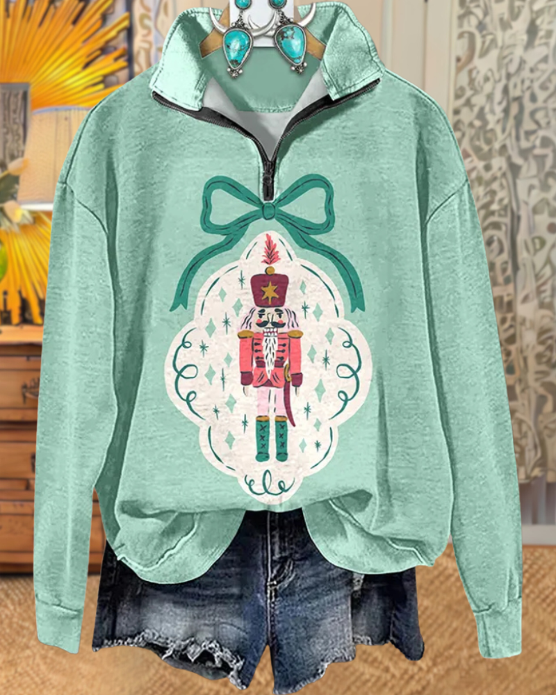 Nutcracker Soldier Bow Half-Zip Pullover