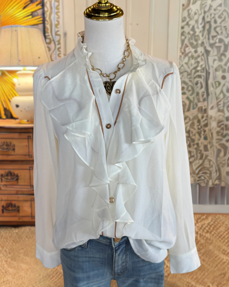 Elegant Flowy Ruffle Blouse