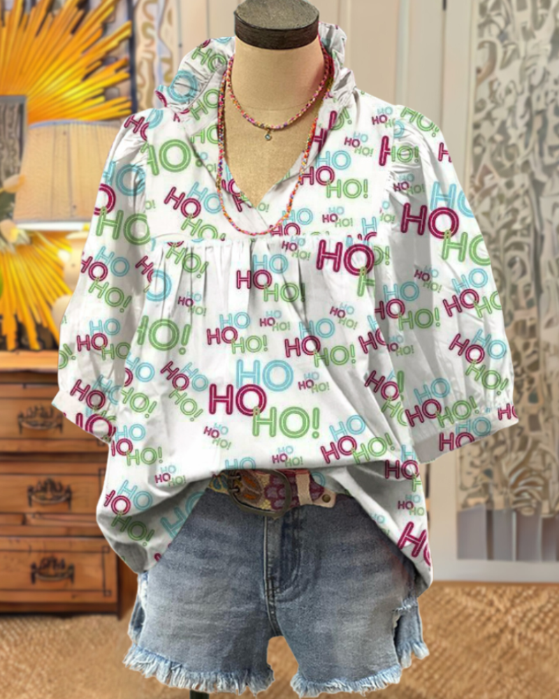 Christmas HOHO V-Neck Top