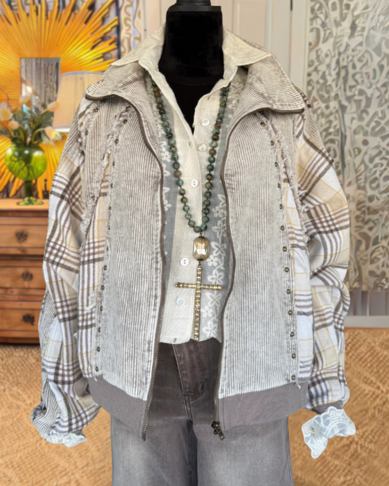 Corduroy Plaid Patchwork Jacket