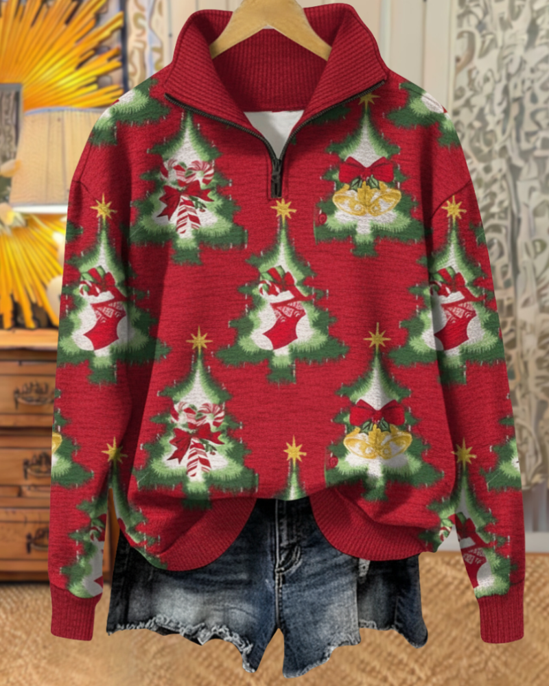 Christmas Tree Half-zip Pullover