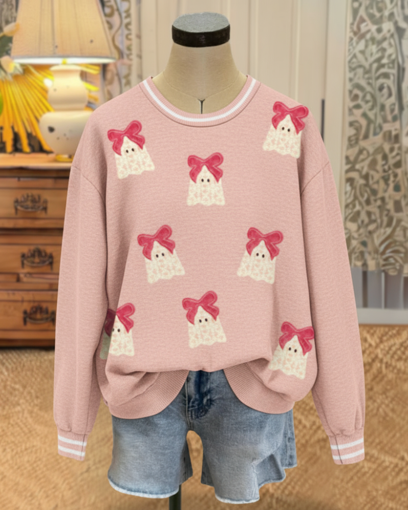 Cute Playful Bow Ghost Sweatshirt