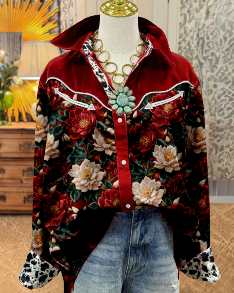Vibrant Floral Satin Blouse