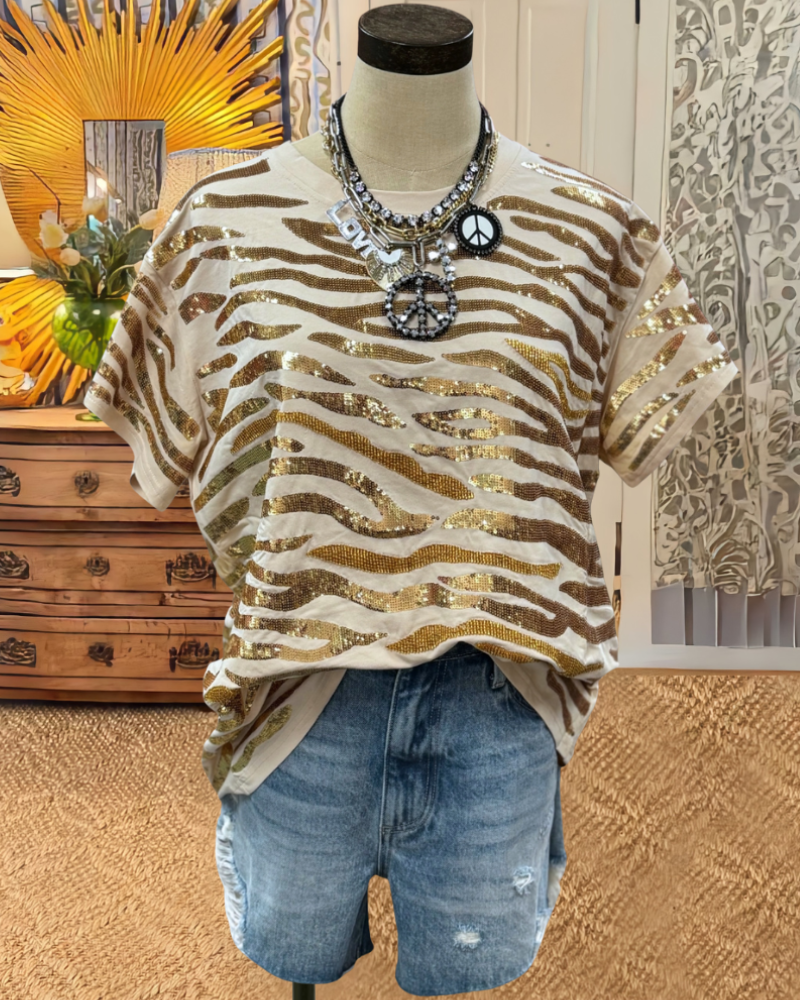 Shine Shine Sequin Tiger Tee