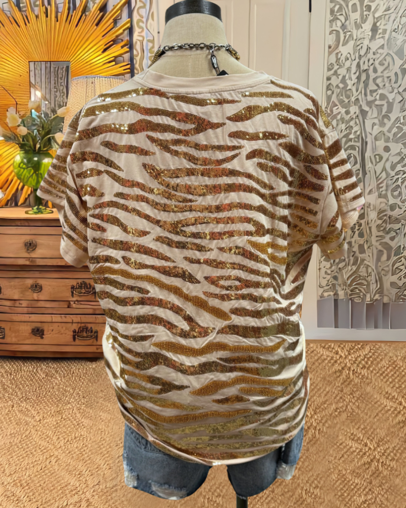 Shine Shine Sequin Tiger Tee