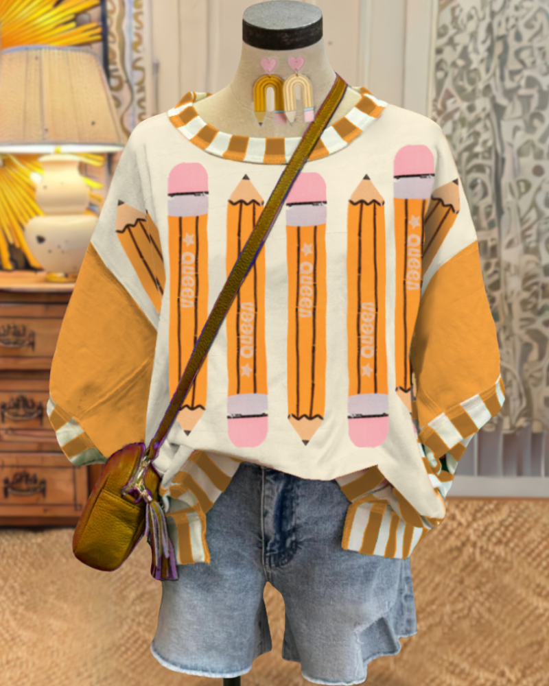 Fun Pencil Stripe Trim T-shirt