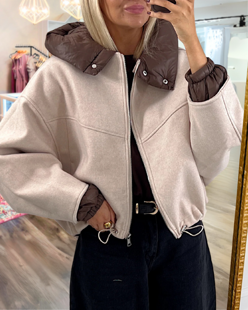 Stylish Zipper Woolen Jacket