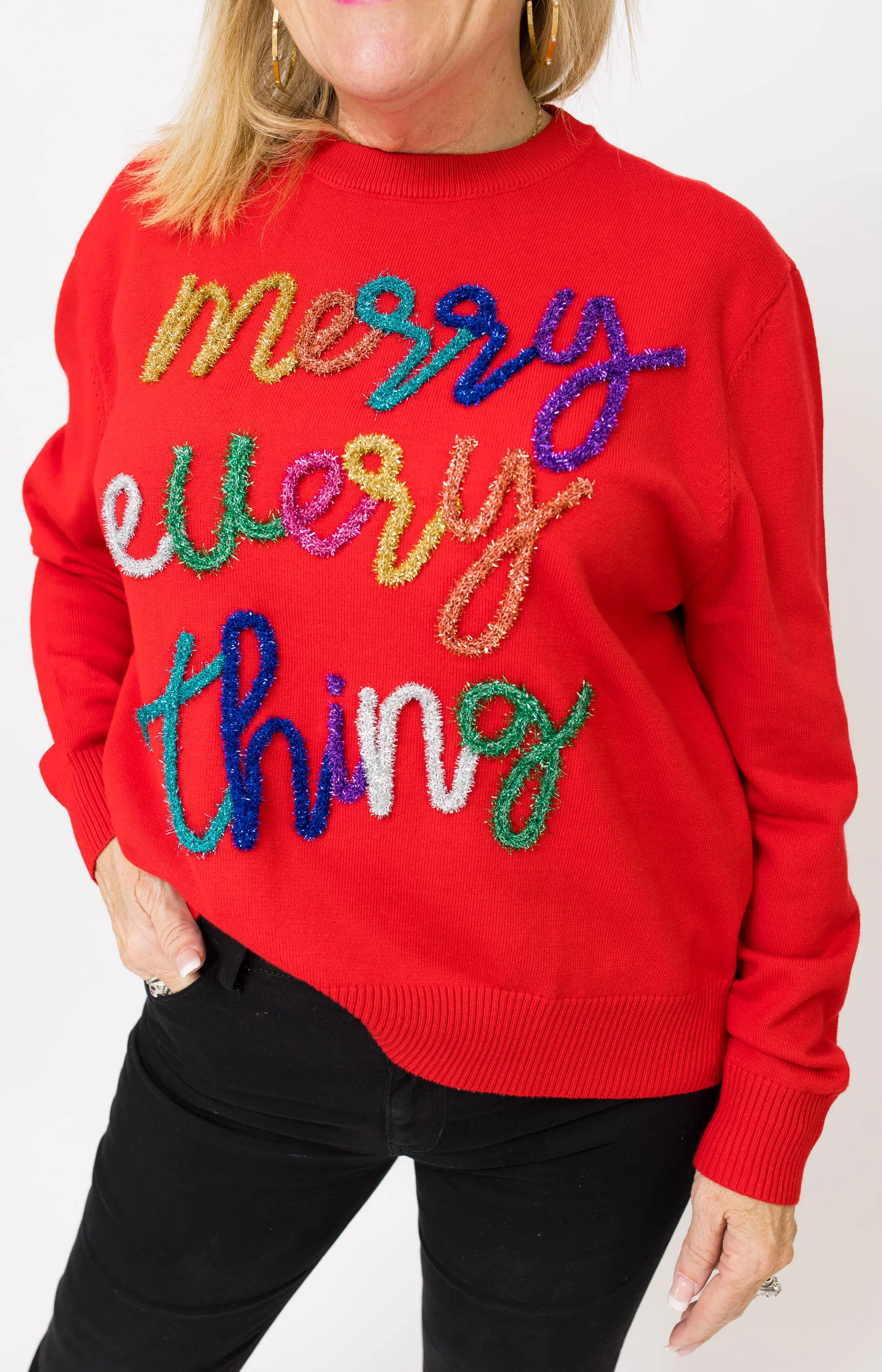 MERRY EVERYTHING Embroidered Sweatshirt