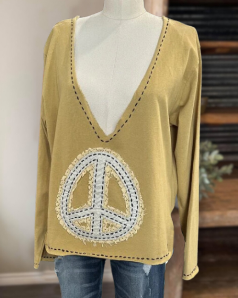 Cotton Peace Sign Top