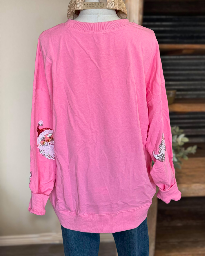 Pink Santa Sequins Sweatshirt
