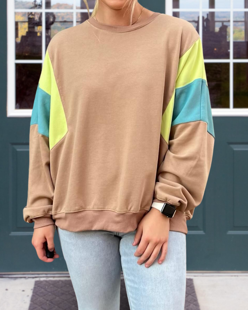 Colorblock Dolman Sleeve Sweatshirt