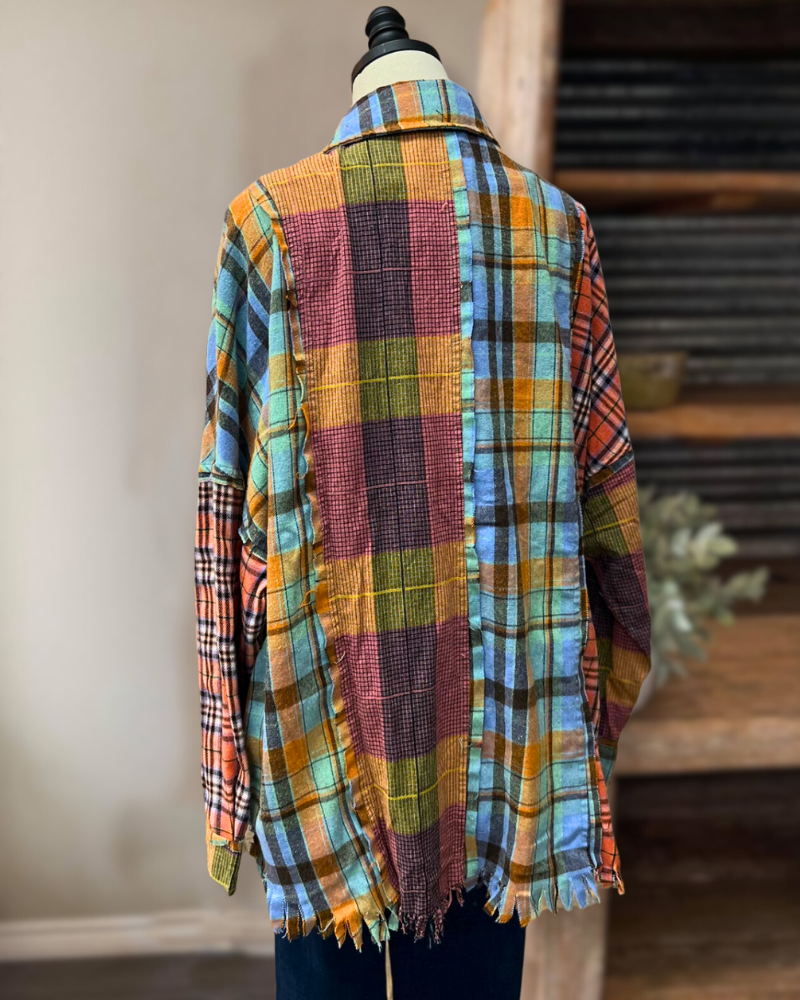 Colorful Patchwork Unique Plaid Shirt