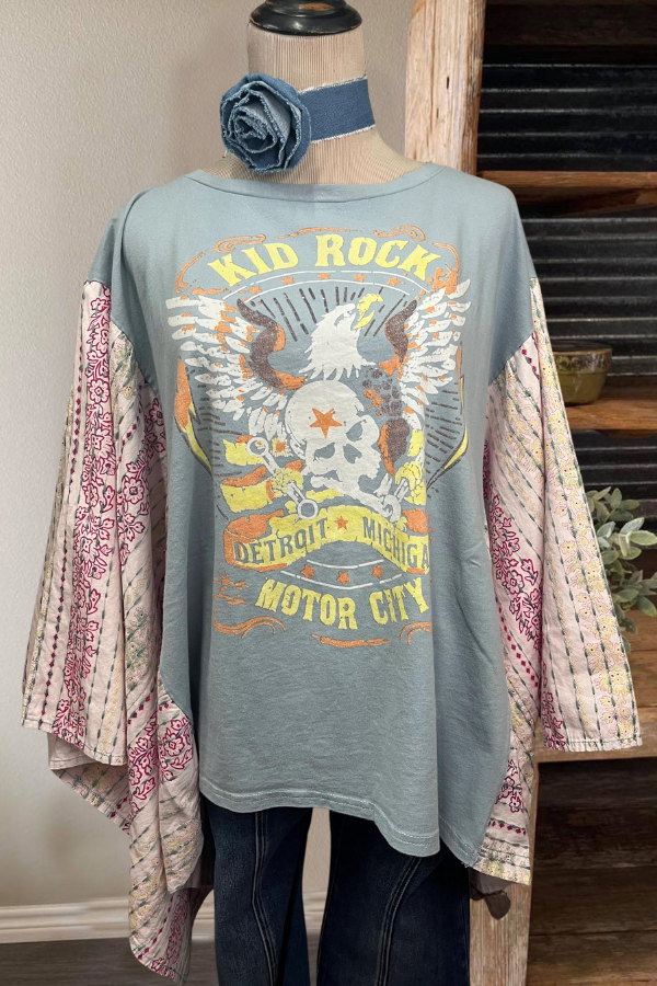 Kid Rock Loose Cape Patchwork Top