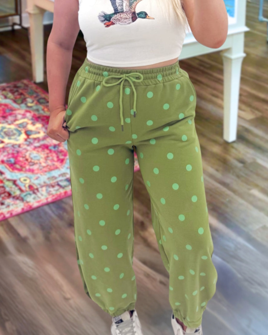 Vibrant Contrast Polka Dot Joggers