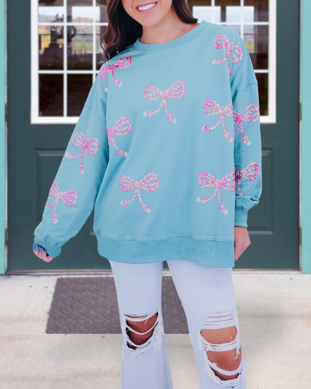 Sweet Bow Sequin Sweatshirt