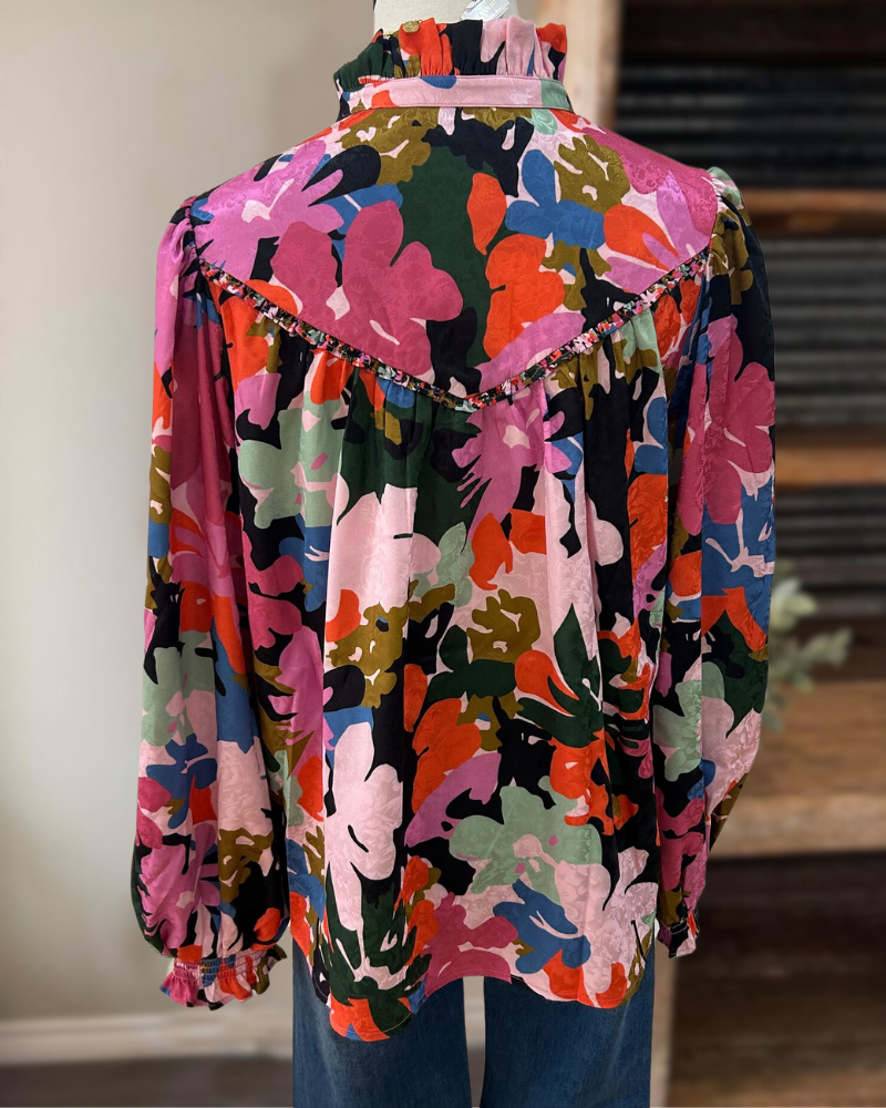 Color Bloom Button Top