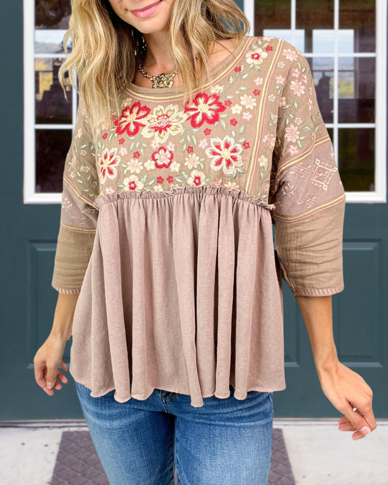 Babydoll Embroidery Top