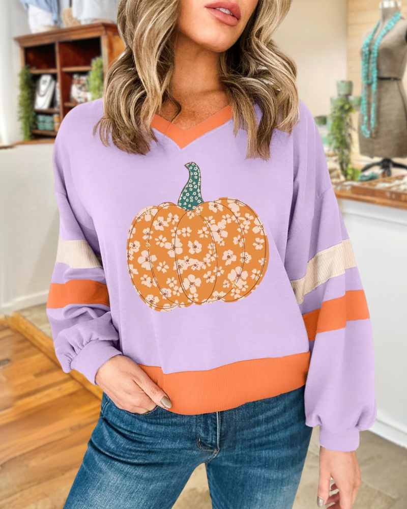 Pumpkin Floral Sweatshirt