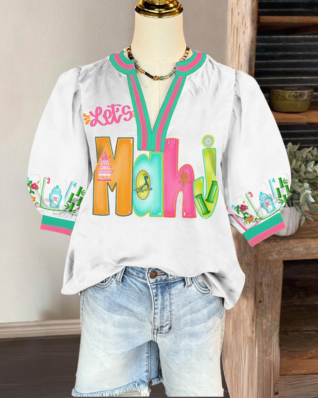 Let's Mahjong Satin Top